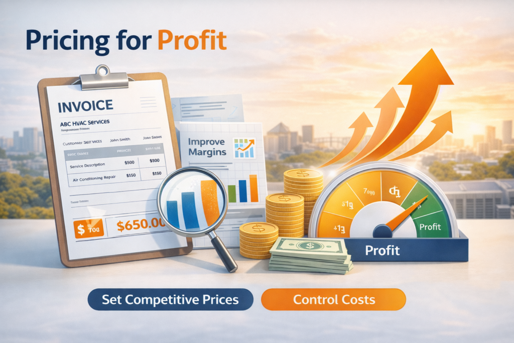 HVAC pricing strategy in Australia showing profit margins, service pricing and cost control