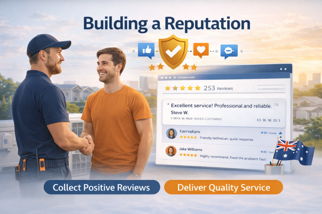 HVAC reputation management in Australia showing customer reviews, ratings and trust building