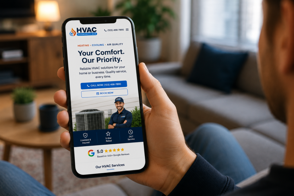 HVAC website design mobile