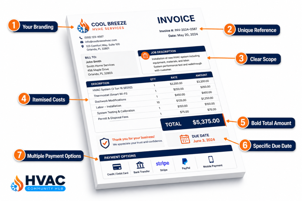 HVAC invoice template professional