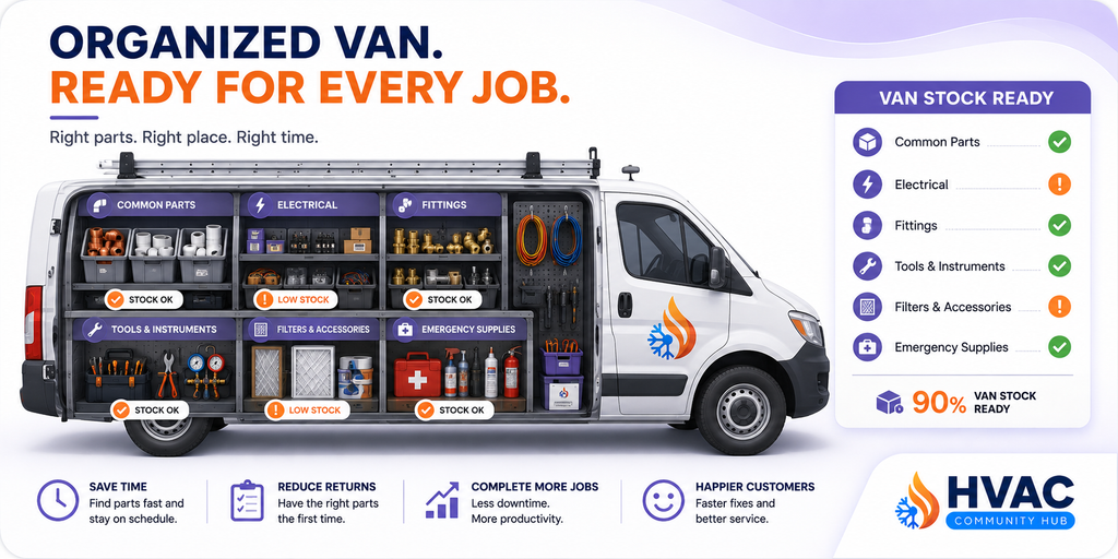 HVAC inventory management system for technician van stock