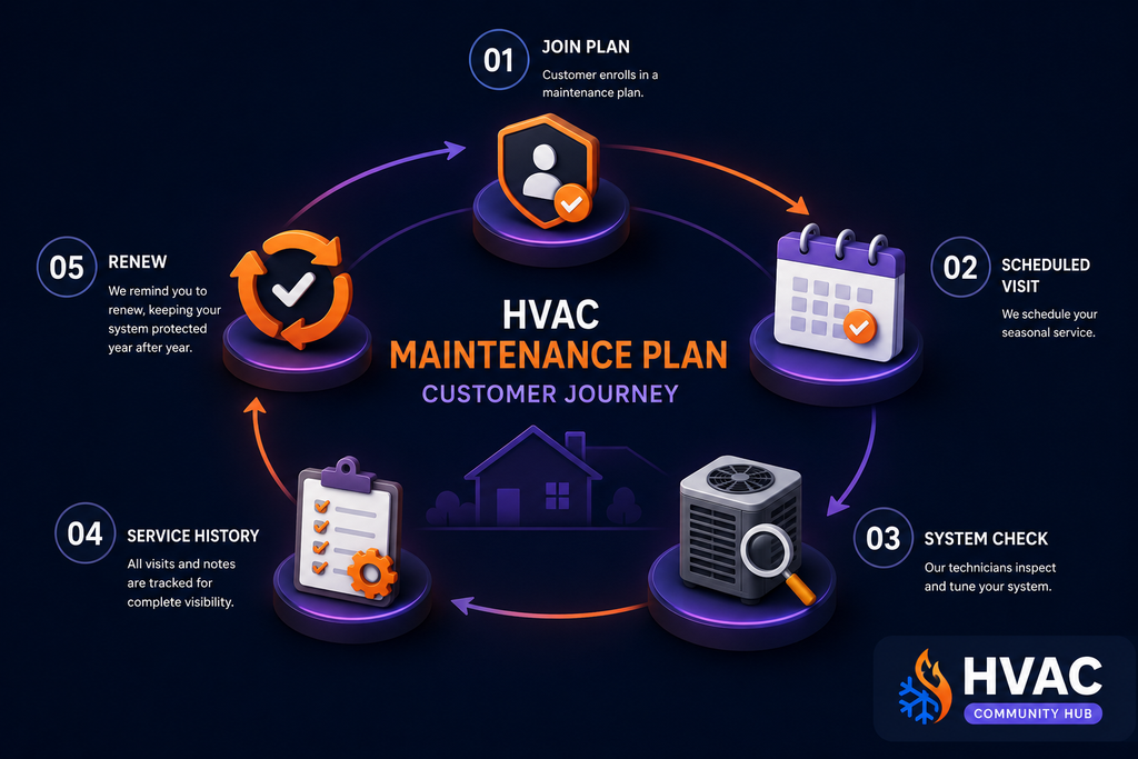 HVAC maintenance plans customer journey from enrollment to renewal