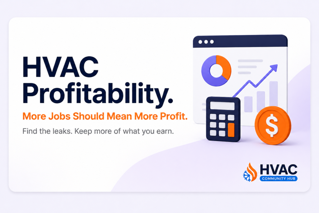 HVAC business owner reviewing HVAC profitability on a laptop