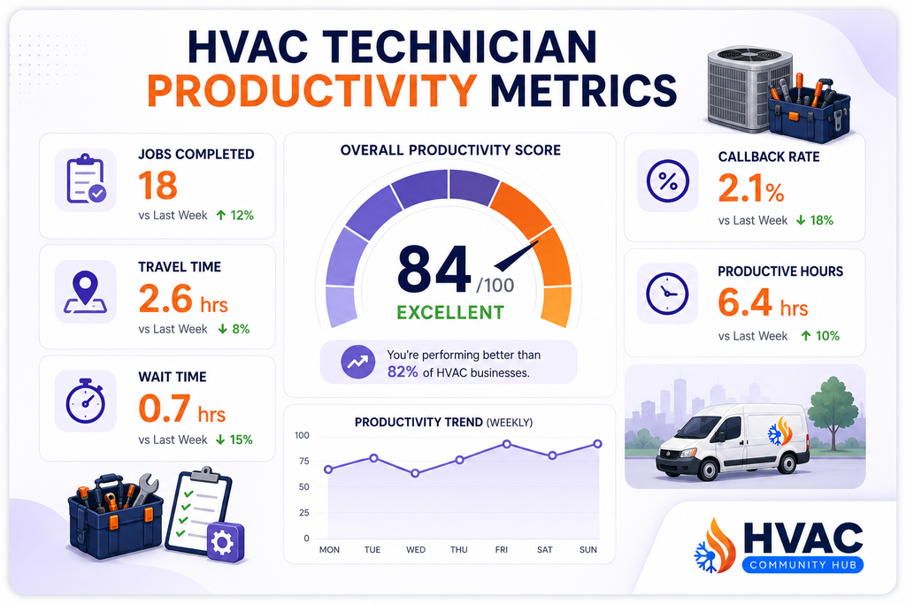 HVAC technician productivity metrics dashboard for business owners